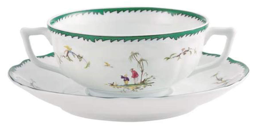 Longjiang Footed Cream Soup Bowl & Saucer Set by Raynaud-1