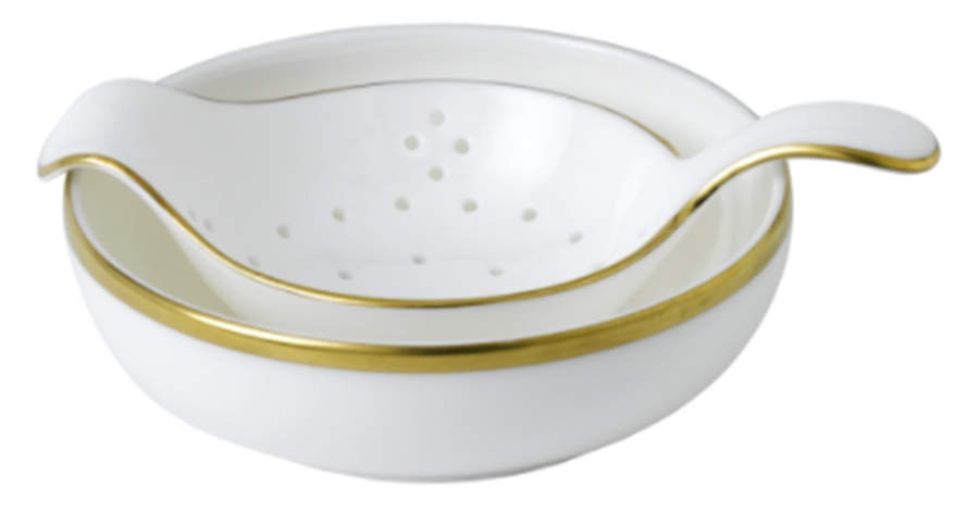 Accentuate Gold Tea Strainer & Bowl by Royal Crown Derby-1