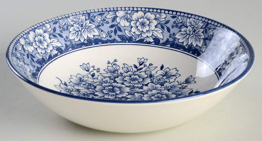 English Toile Blue Soup/Cereal Bowl by Royal Stafford-1