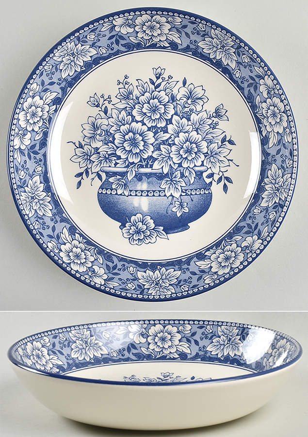 English Toile Blue 9" Individual Pasta Bowl by Royal Stafford-1