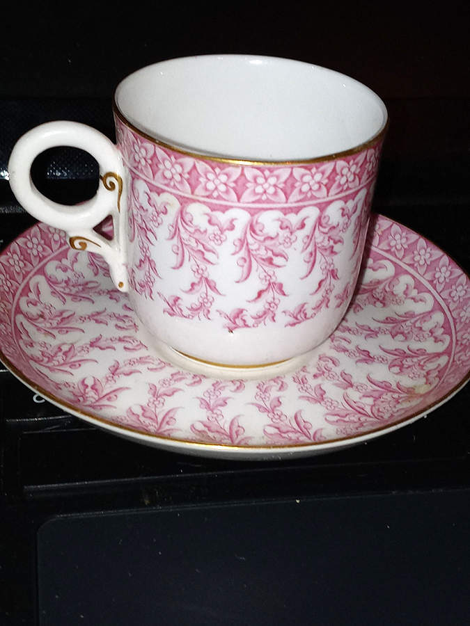 W2345 Pink Flat Cup & Saucer Set by Royal Worcester-1