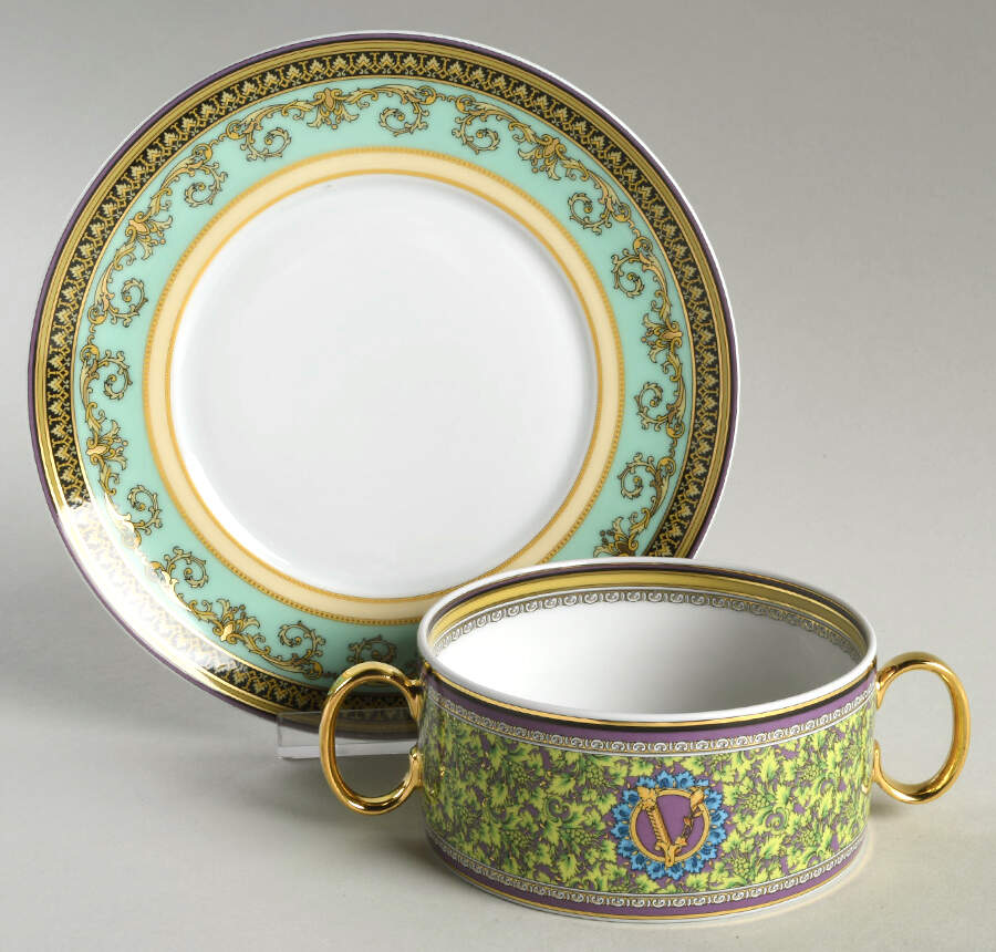 Barocco Mosaic Flat Cream Soup Bowl & Saucer Set by Rosenthal - Continental-1
