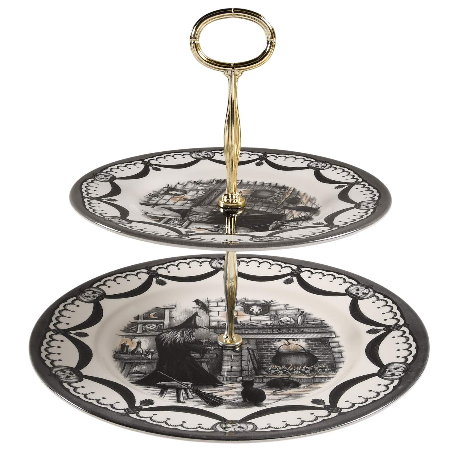 Haunted Home 6 5/8"-10"  2 Tiered Serving Tray (Dp, Sp) HC by Royal Stafford-1