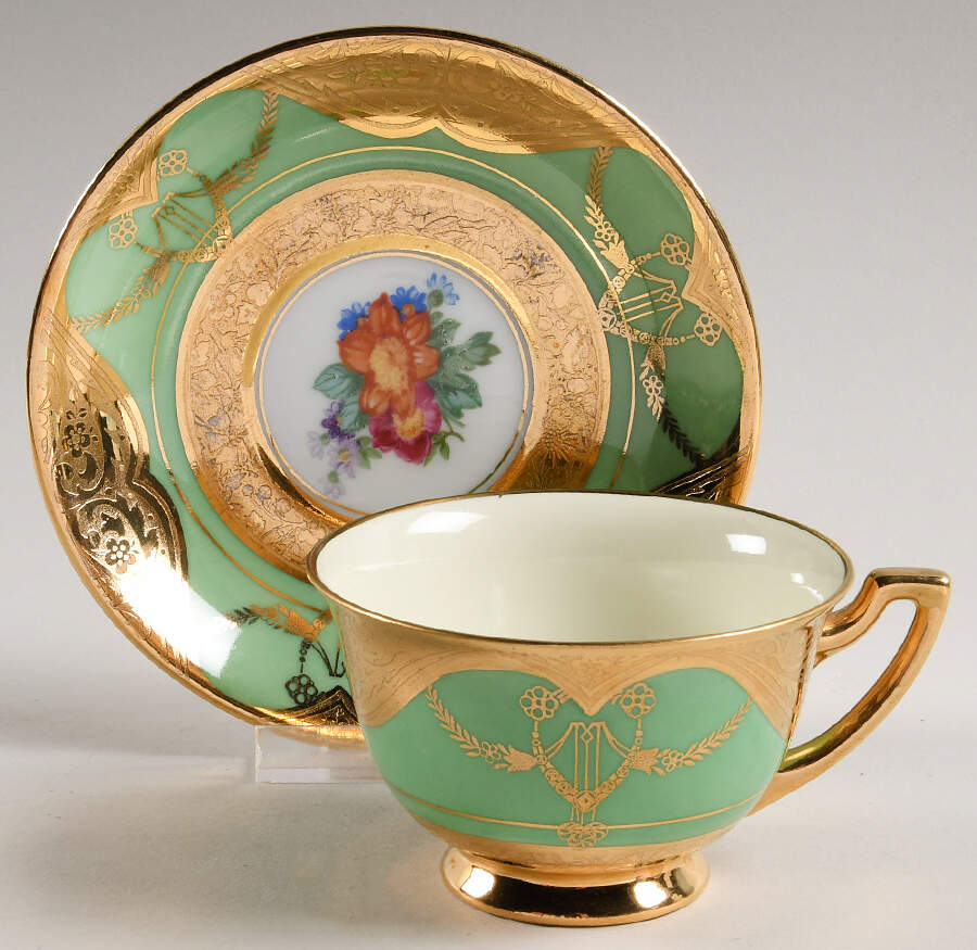 RCQ43 Footed Cup & Saucer Set by Royal China (made in France)-1
