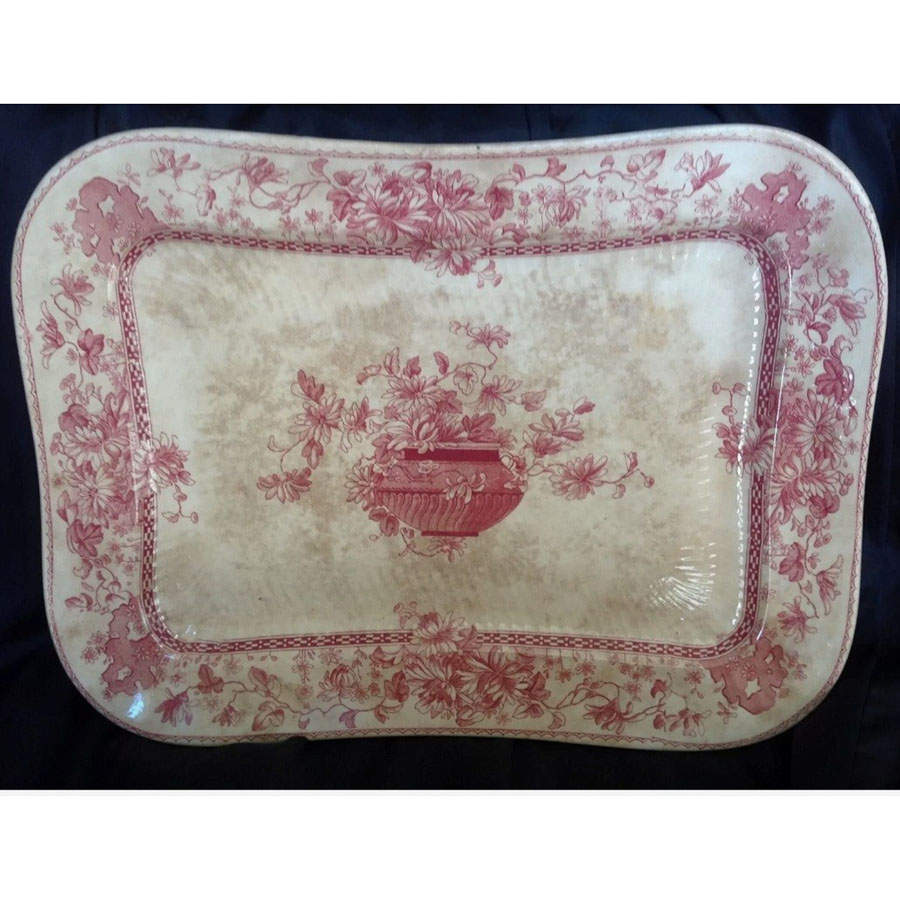 Elaine (Pink, Swirl) 15" Rectangular Serving Platter by Royal Doulton-1