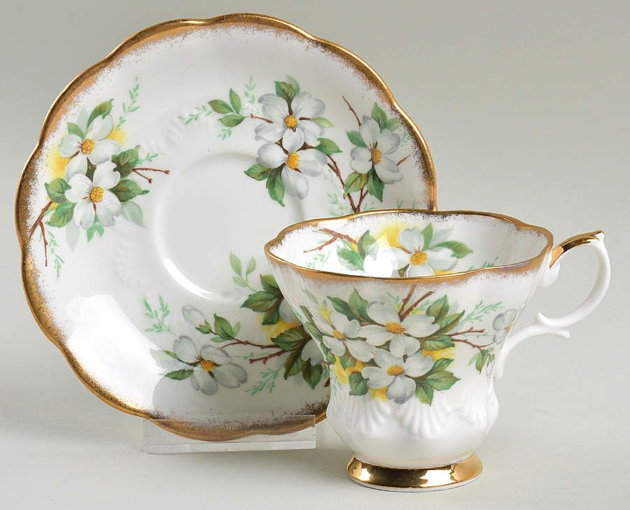 British Columbia Dogwood Footed Cup & Saucer Set by Royal Albert-1