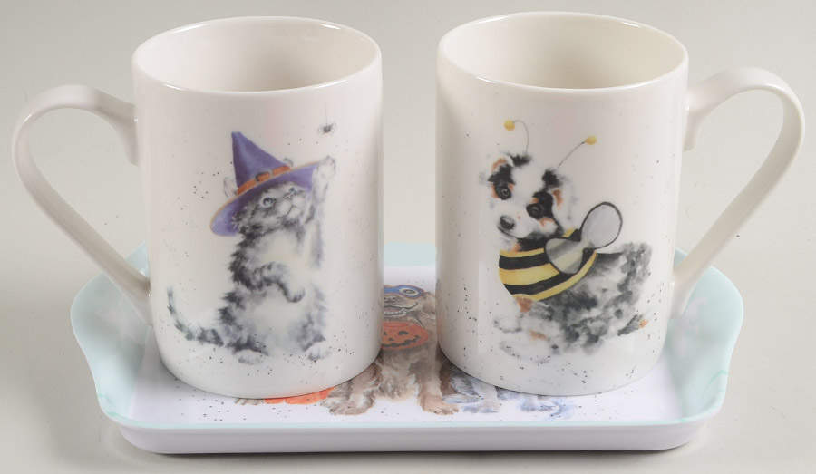 Wrendale Halloween Mug - Set of 2 & Melamine Tray by Royal Worcester-1
