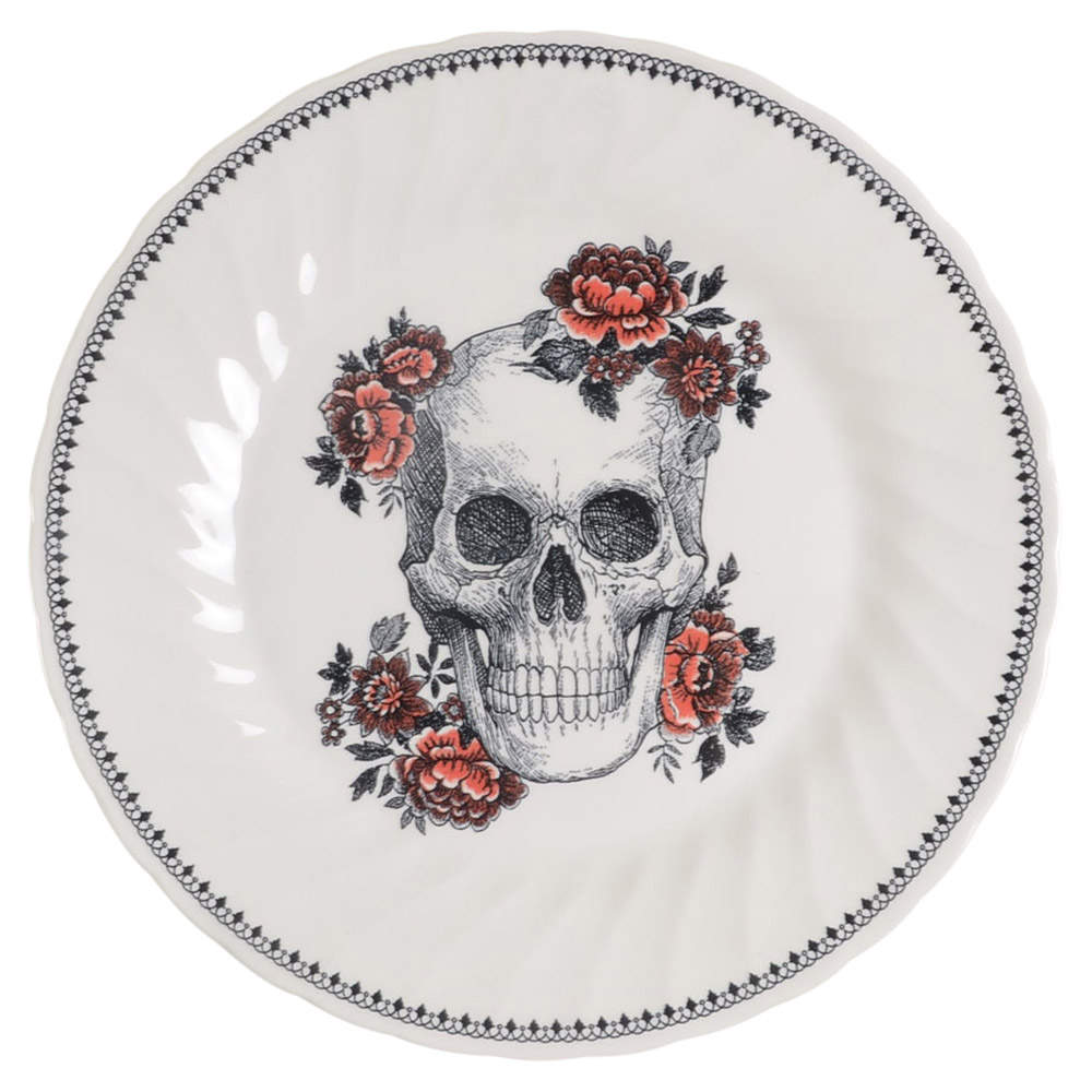 Floral Skull Dinner Plate by Royal Wessex-1