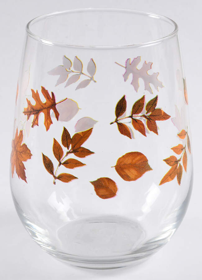 Fall Leaves Glassware Stemless Wine by Royal Norfolk-1