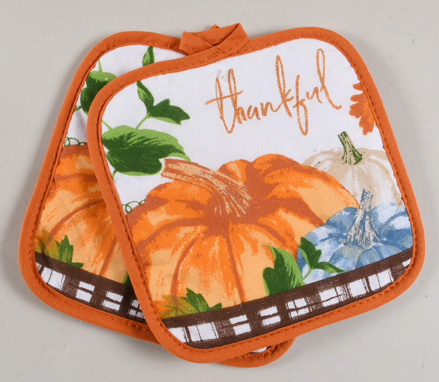 Pumpkins (Set of 2) Cloth Potholders by Royal Norfolk-1