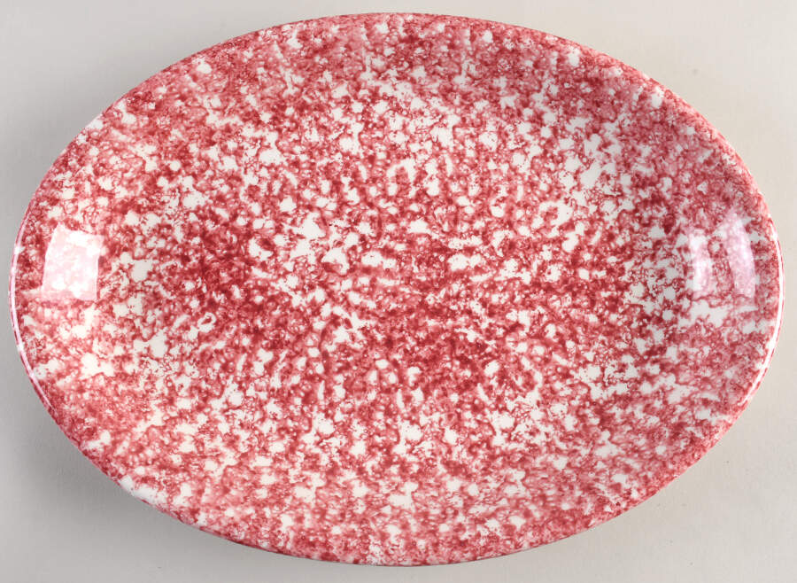 Sponge-Red 16" Oval Serving Platter by Roma (New York)-1