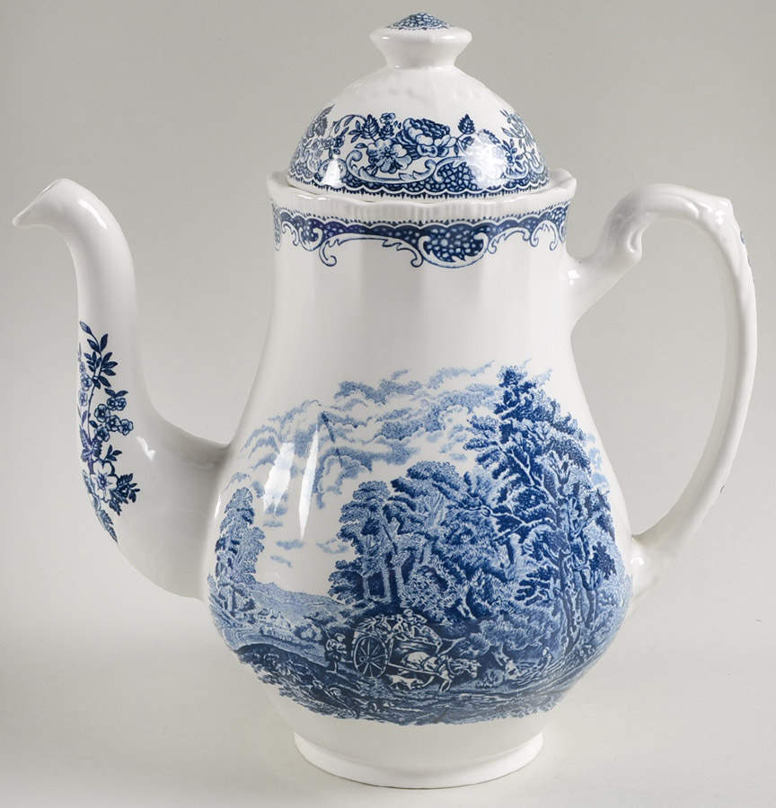 Olde England Blue Coffee Pot & Lid by Royal Tudor-1