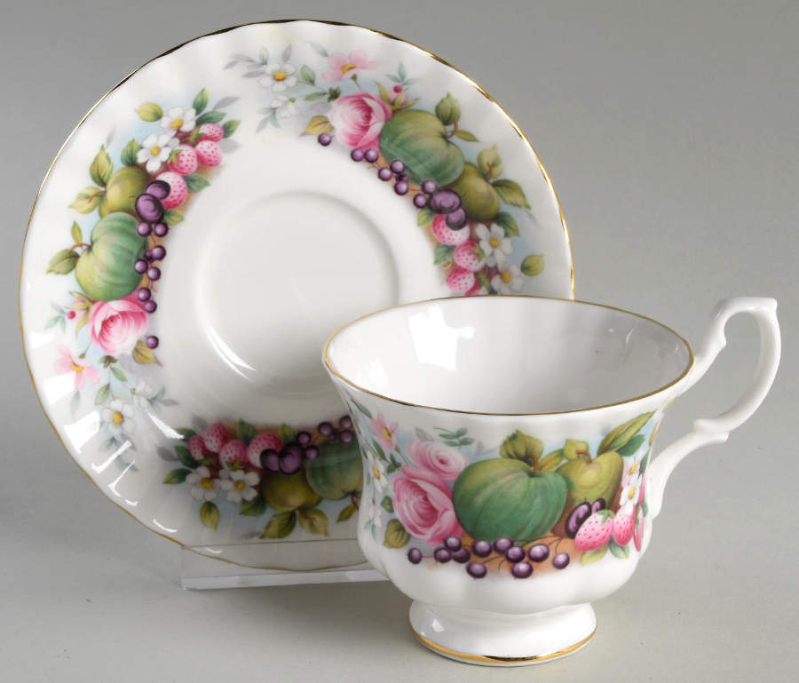 Country Fayre Series (No Band) Footed Cup & Saucer Set by Royal Albert-1