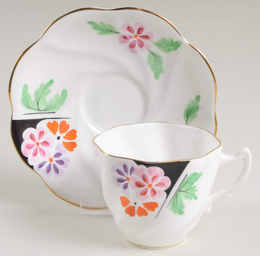 3083 Flat Cup & Saucer Set by Rosina-Queens-1