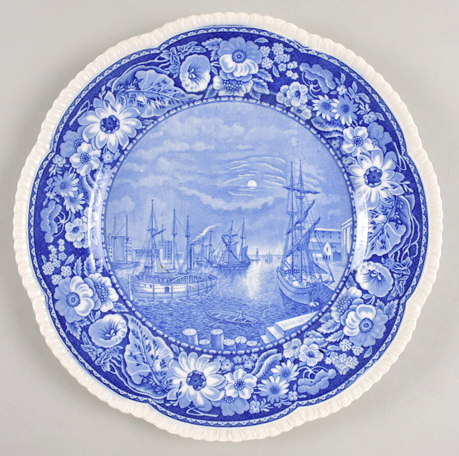 Chicago Harbor Blue Dinner Plate by Royal Cauldon-1