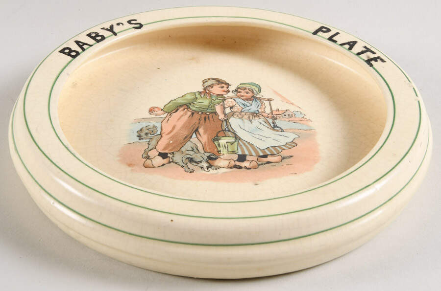 Juvenile-Creamware, Dutch Large Rolled Edge Child's Plate by Roseville-1