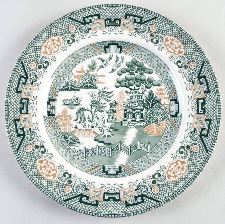 Willow-Green & Gold Dinner Plate by Royal Stafford-1