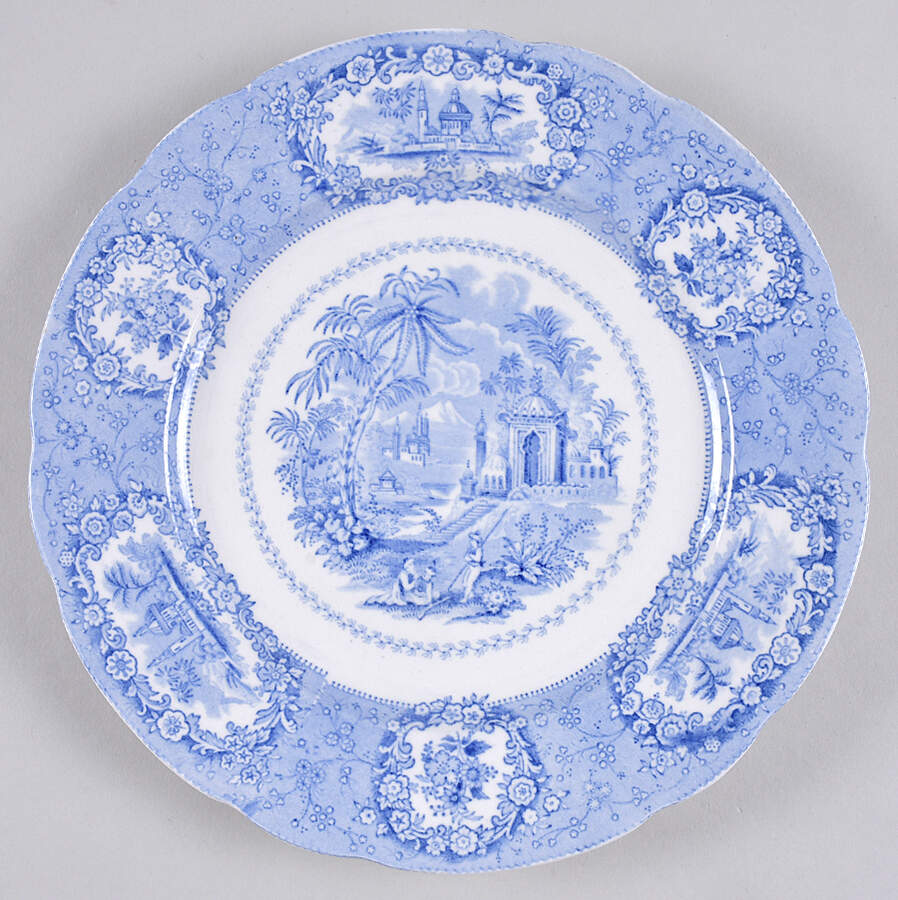Oriental (Blue, No Trim) Luncheon Plate by Ridgway (Ridgways)-1