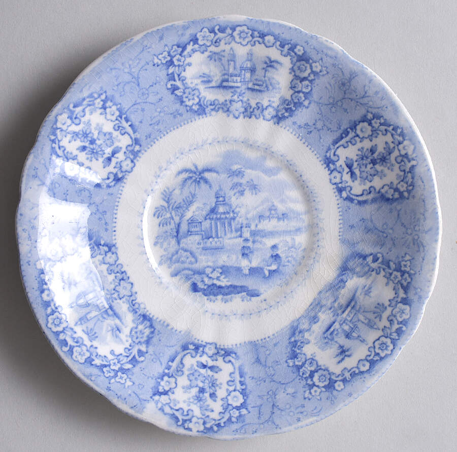 Oriental (Blue, No Trim) Saucer by Ridgway (Ridgways)-1