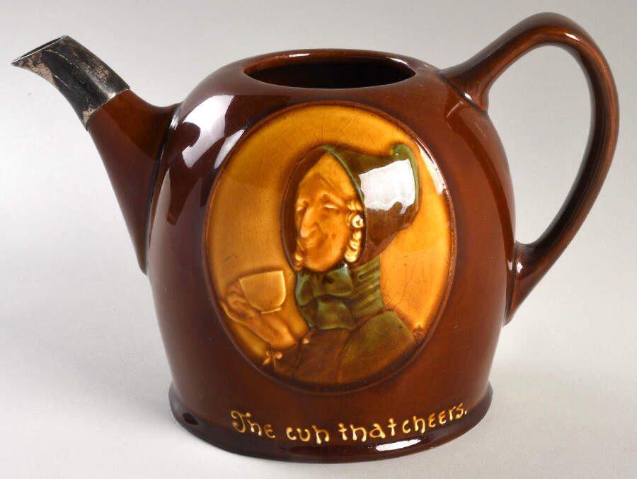 Kingsware Teapot with Sterling Trim No Lid by Royal Doulton-1