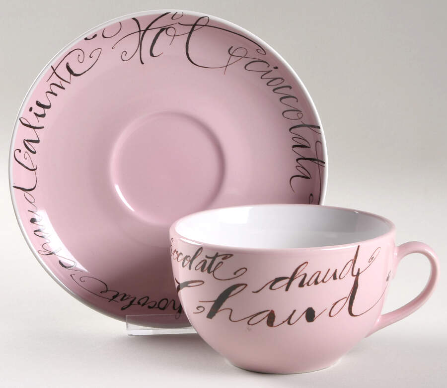 Hot Chocolate Pink Latte Cup & Saucer Set by Rosanna-1
