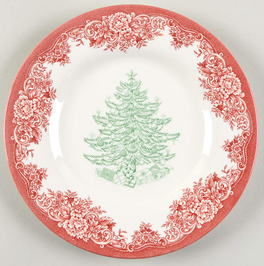 Christmas Tree-Red & Green Salad Plate by Royal Stafford-1