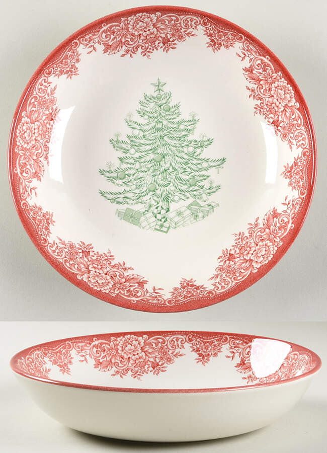 Christmas Tree-Red & Green 9" Individual Pasta Bowl by Royal Stafford-1