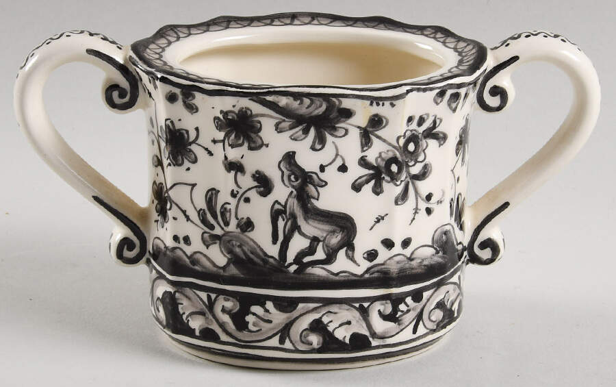 Seventeenth Century (XVII) Black Sugar Bowl No Lid by Real Ceramica-1