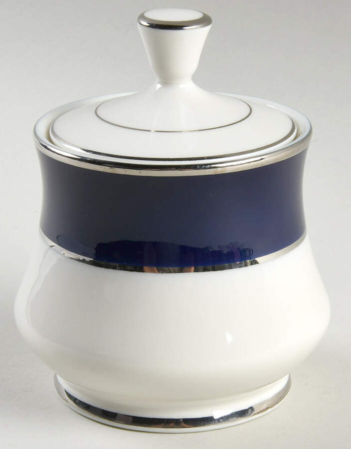 Cobalt Platinum Sugar Bowl & Lid by Royal Castle-1