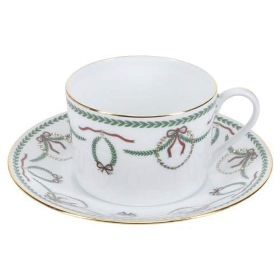 Cherverny Noel Flat Cup & Saucer Set by Royal Limoges-1