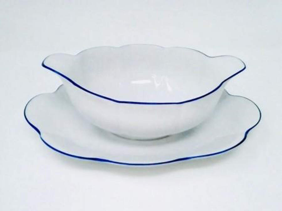 Fleur'T Bleu Gravy Boat with Attached Underplate by Royal Limoges-1