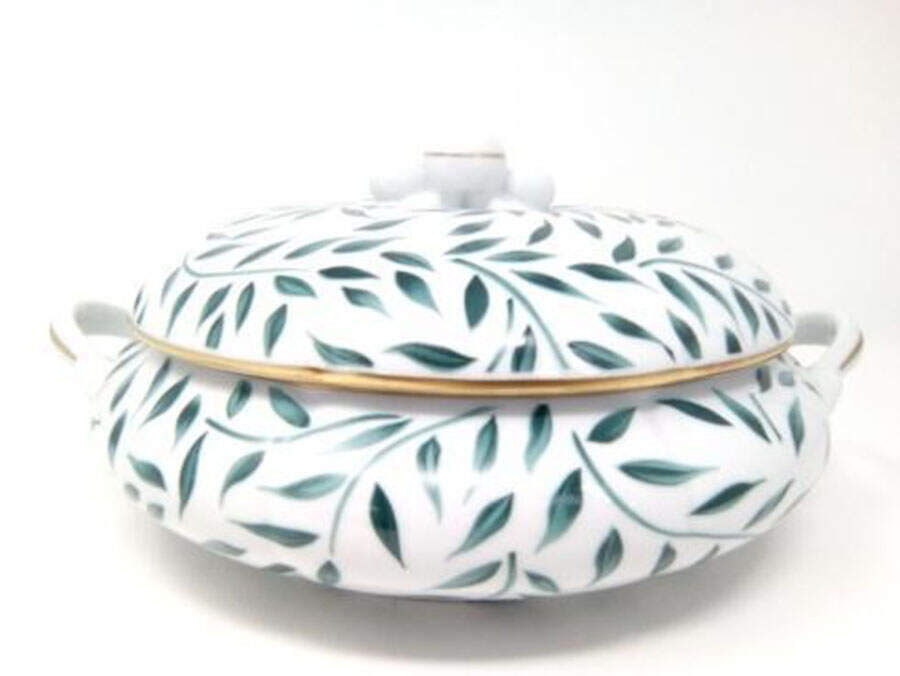 Olivier-Green Tureen &  Lid by Royal Limoges-1