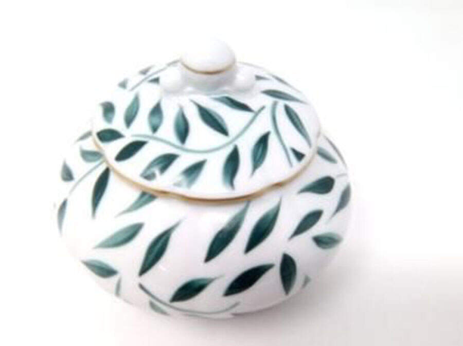 Olivier-Green Sugar Bowl & Lid by Royal Limoges-1