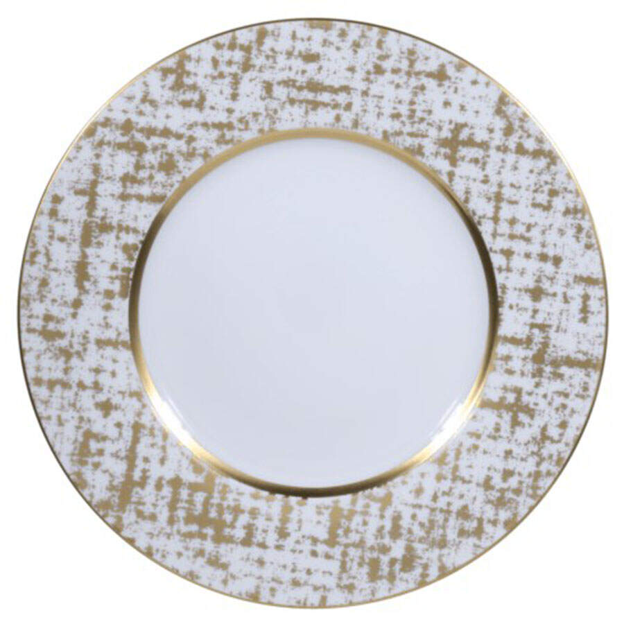 Tweed White & Gold Service Plate (Charger) by Royal Limoges-1