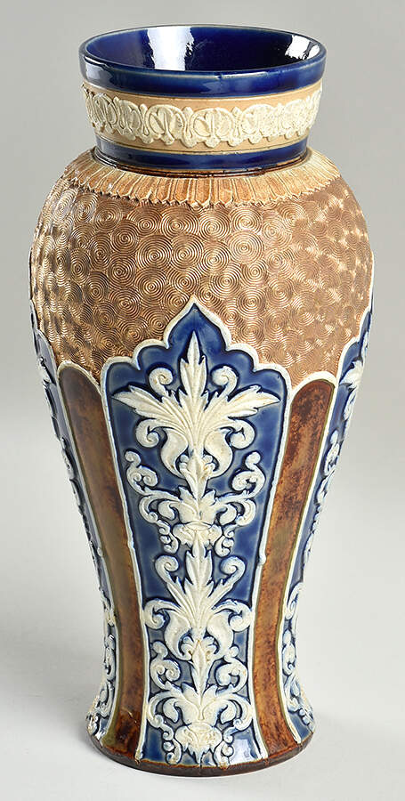 Lambeth Ware Giftware 10" Gilt Circle Ware Vase by Royal Doulton-1