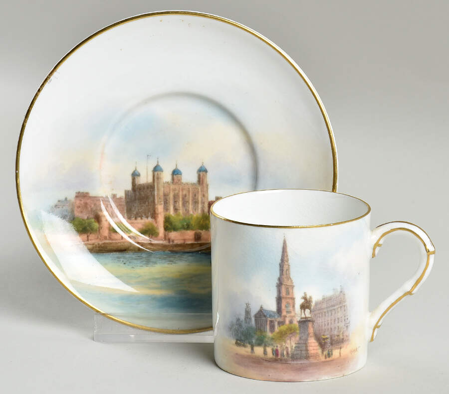 RW 2 2150 Flat Demitasse Cup & Saucer Set by Royal Worcester-1