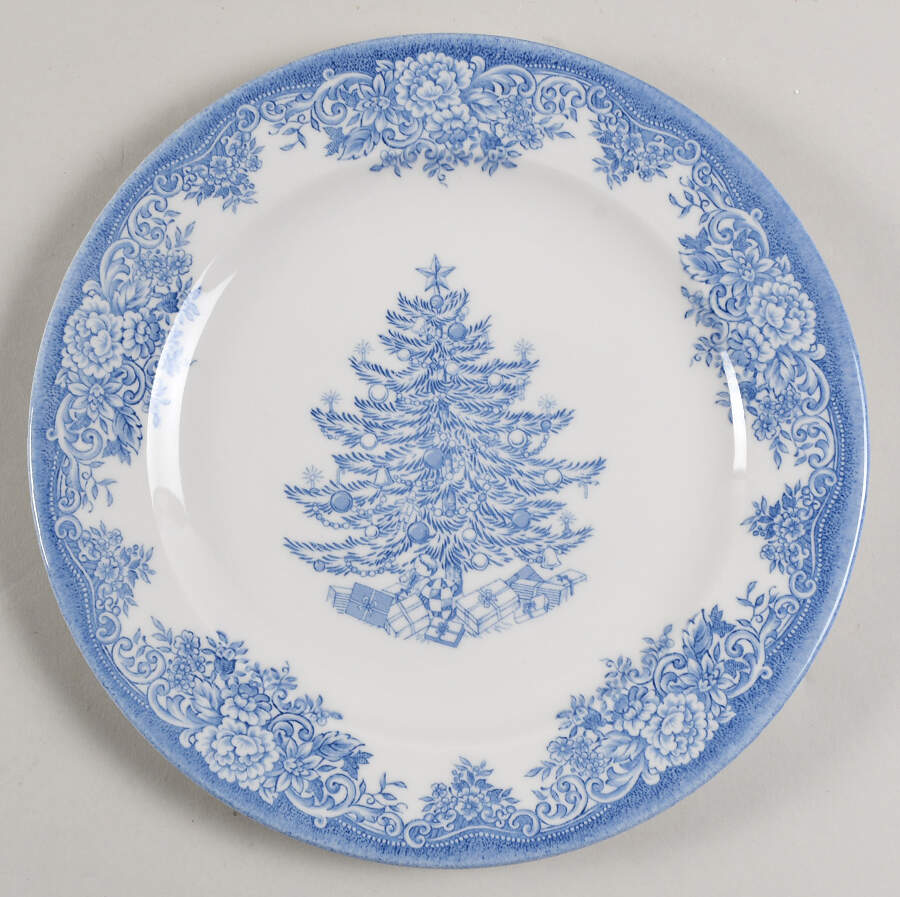 Christmas Tree-Prague Blue Salad Plate by Royal Stafford-1