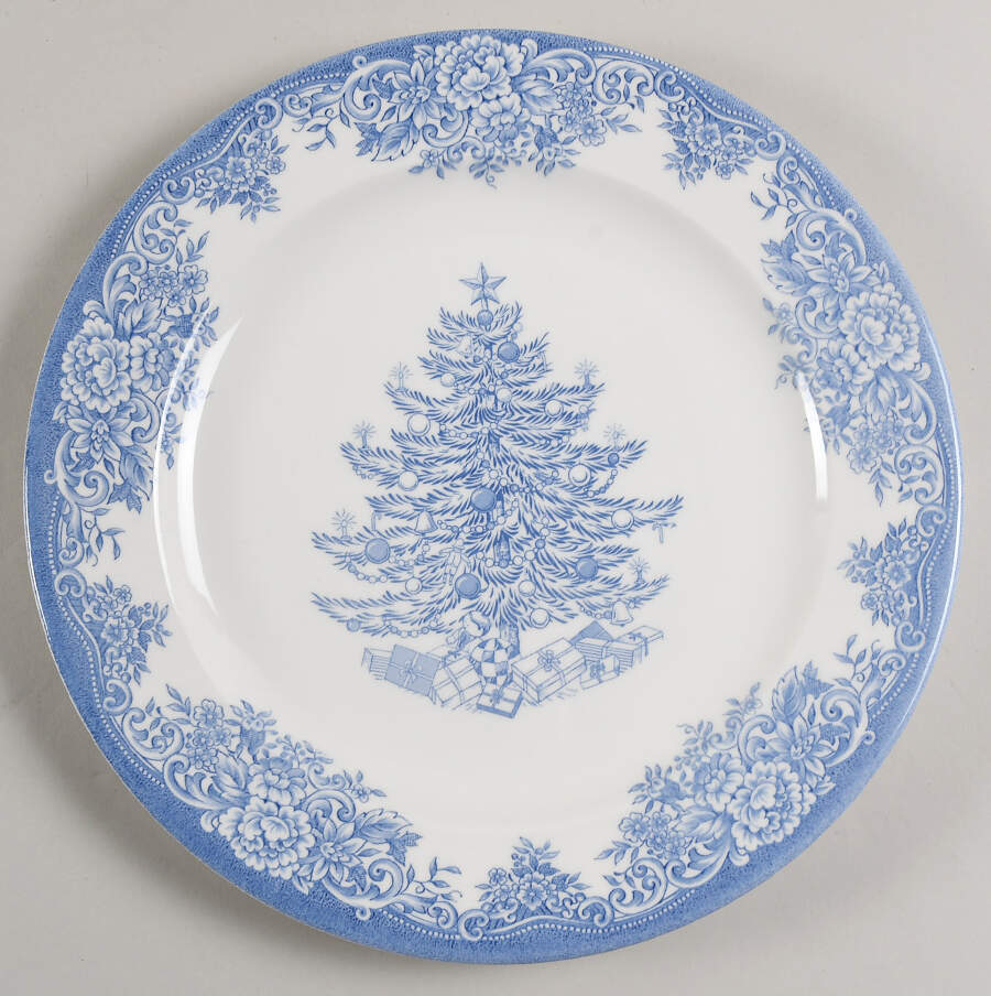 Christmas Tree-Prague Blue Dinner Plate by Royal Stafford-1