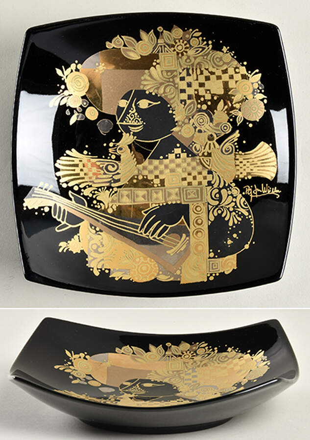 Thousand and One Nights-Black (Noir) Square Tray by Rosenthal - Continental-1