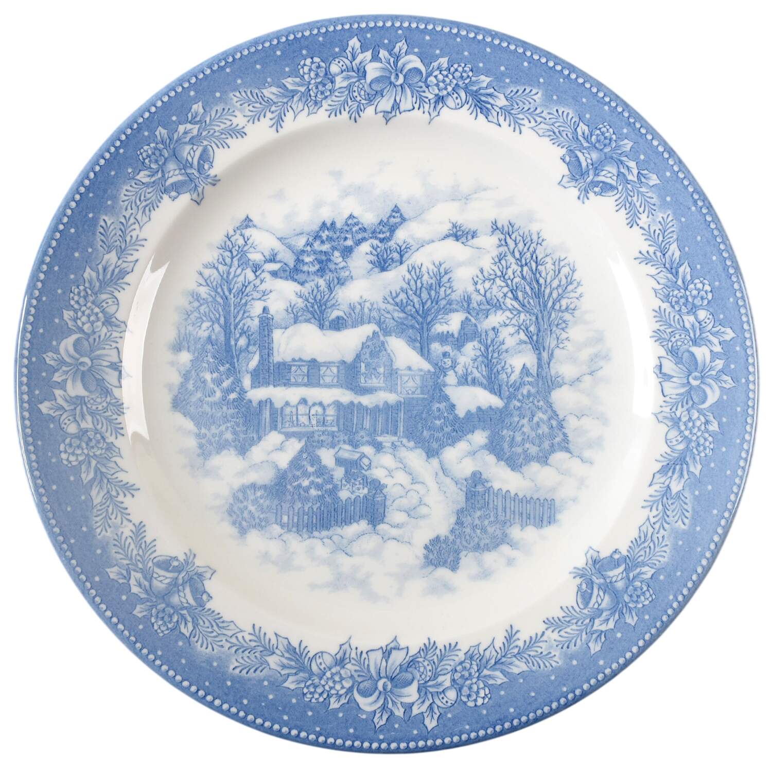 Christmas Village Blue Dinner Plate by Royal Stafford-1
