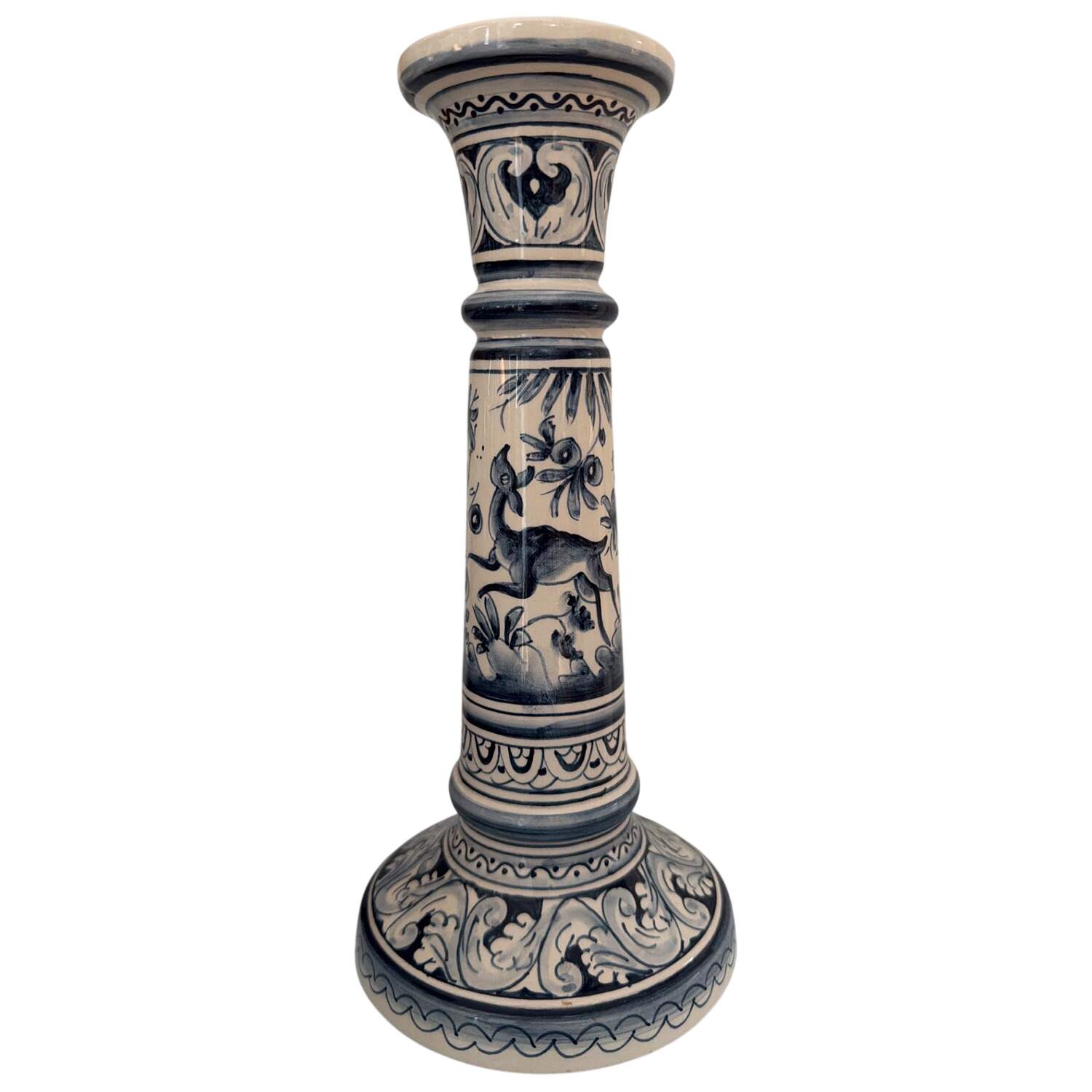 Seventeenth Century Blue 10" Candlestick by Real Ceramica-1