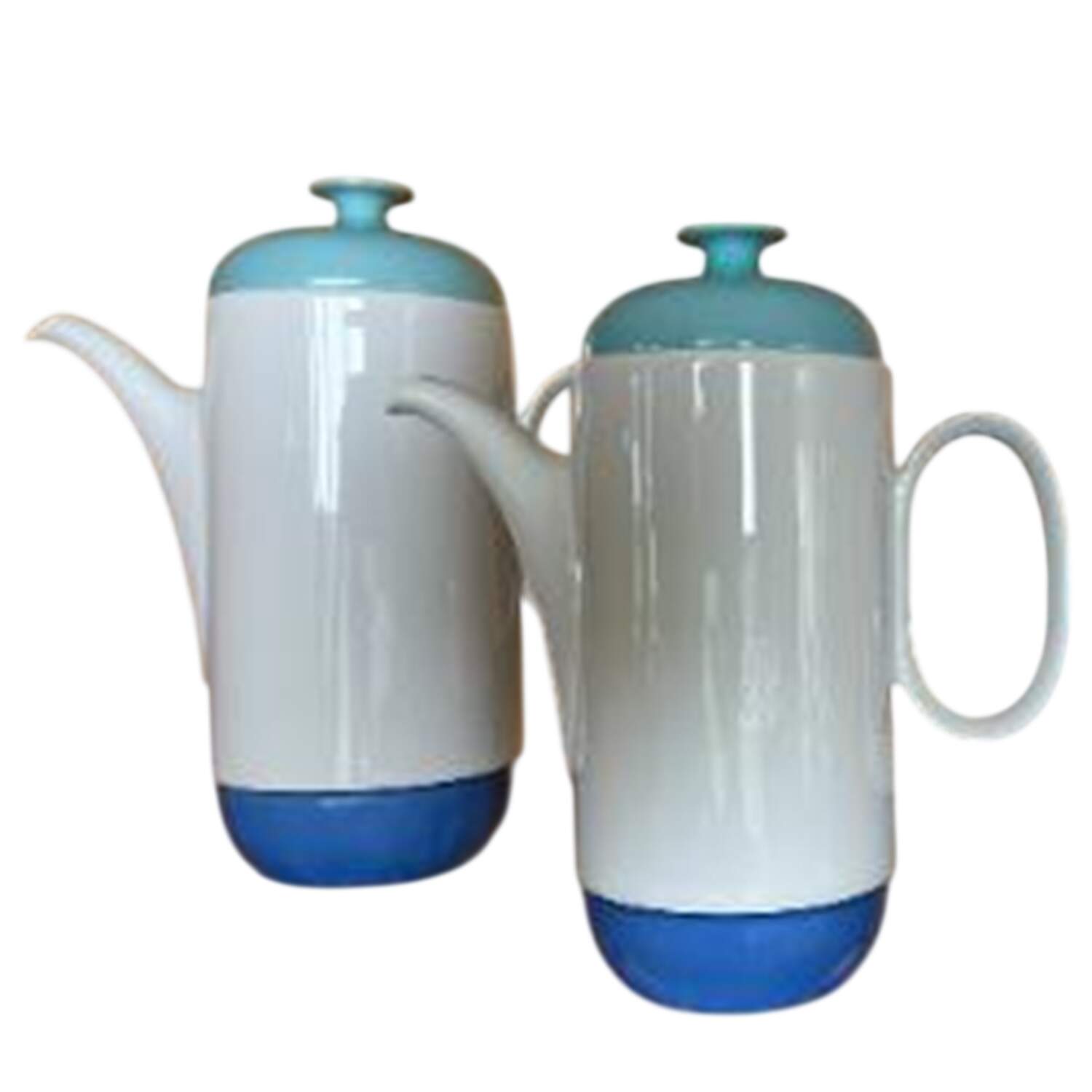 Odine-White, Turquoise Inner Ring Coffee Pot & Lid by Rosenthal - Continental-1