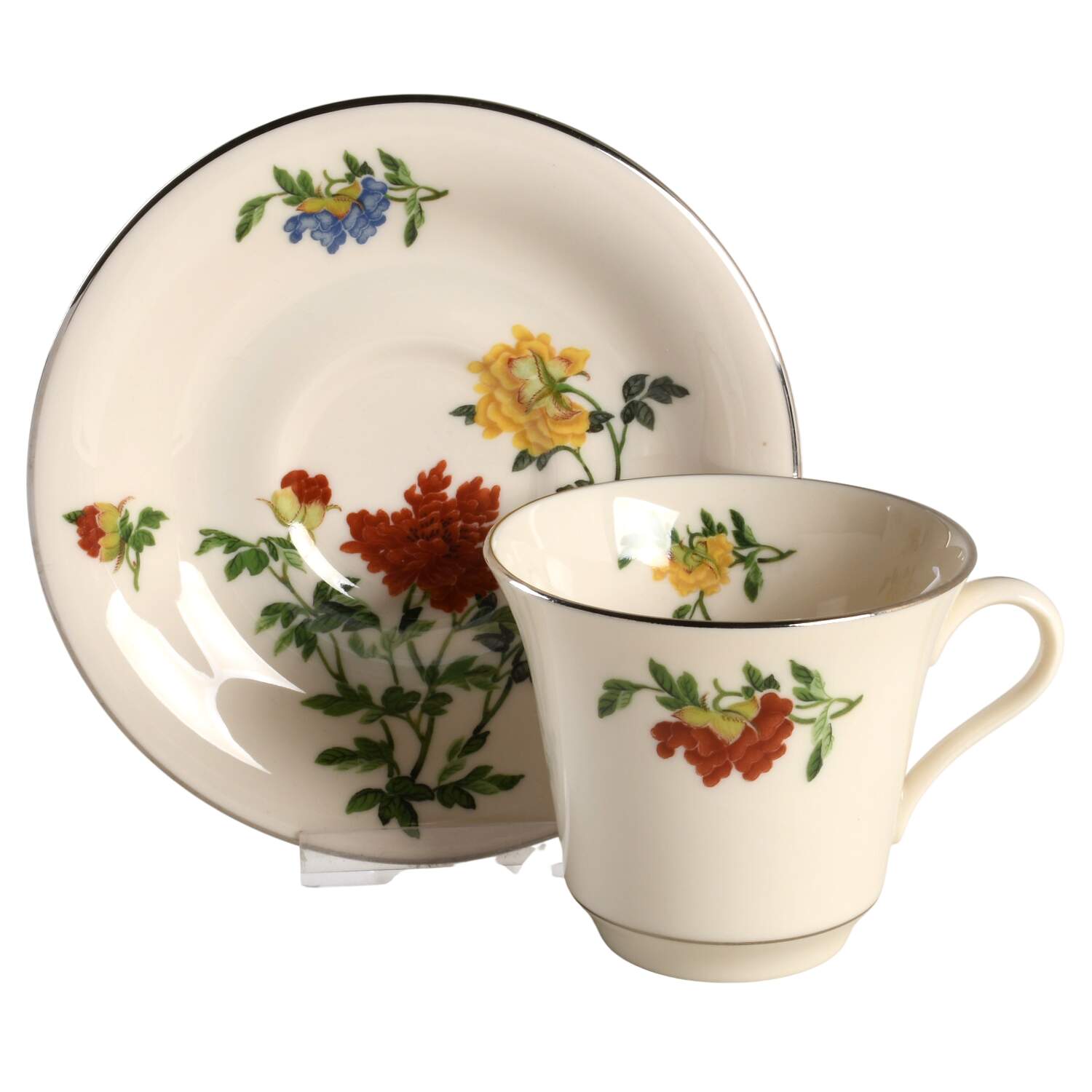 Malin Platinum Flat Cup & Saucer Set by Shenango-1