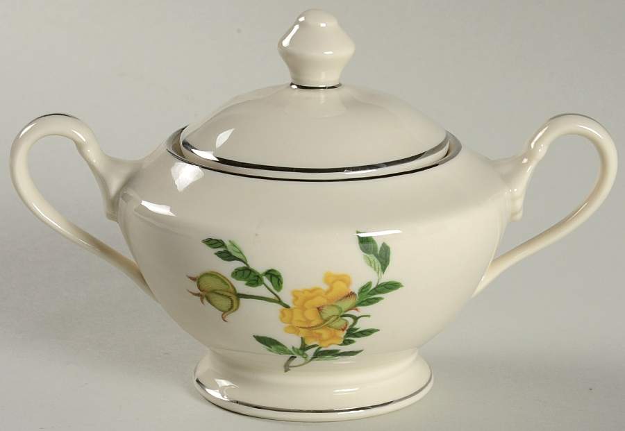 Malin Platinum Sugar Bowl & Lid by Shenango-1