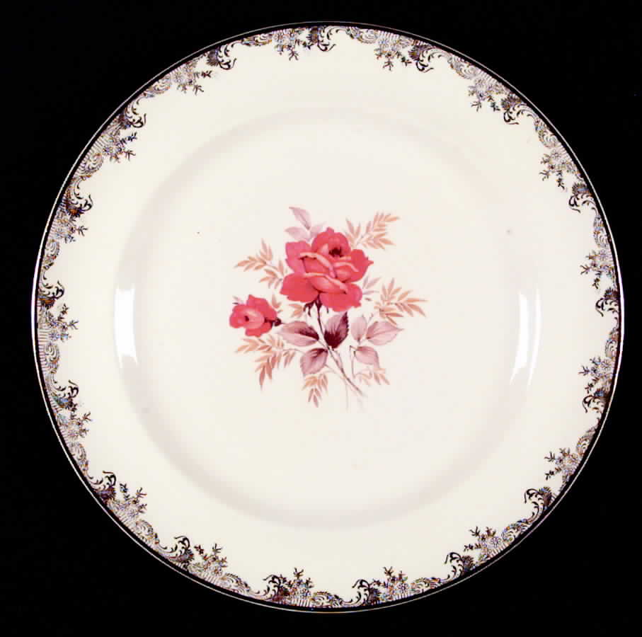 Gold Rose Dinner Plate by Sears-1