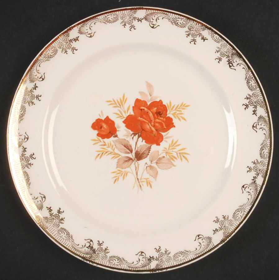 Gold Rose Salad Plate by Sears-1