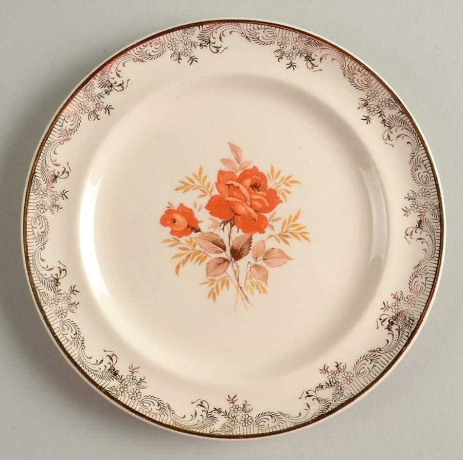 Gold Rose Bread & Butter Plate by Sears-1