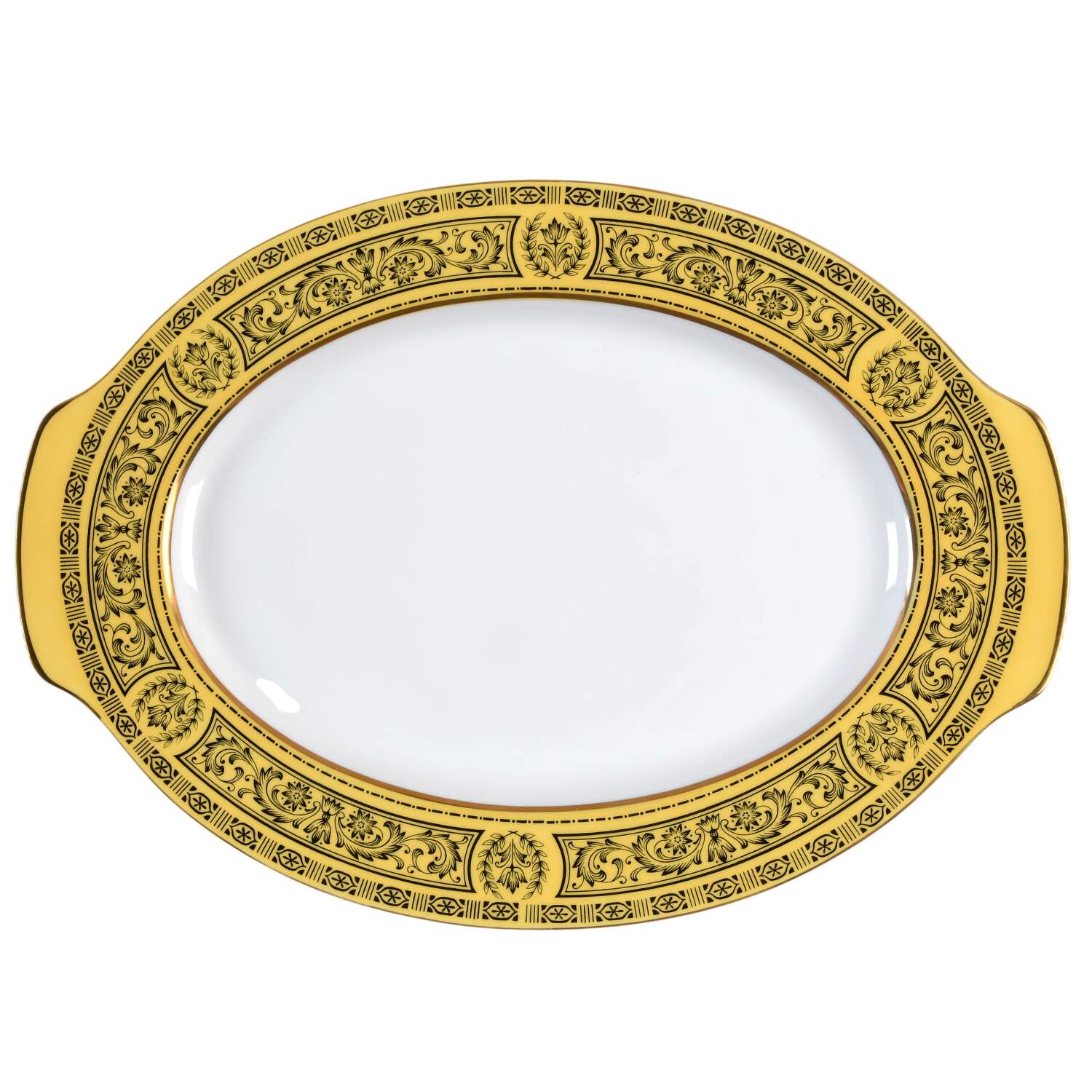 Golden Damask 12" Oval Serving Platter by Sears-1