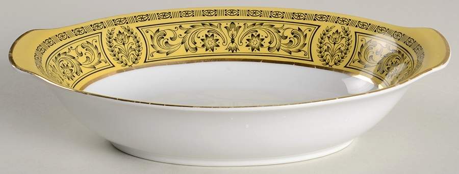 Golden Damask 10" Oval Vegetable Bowl by Sears-1
