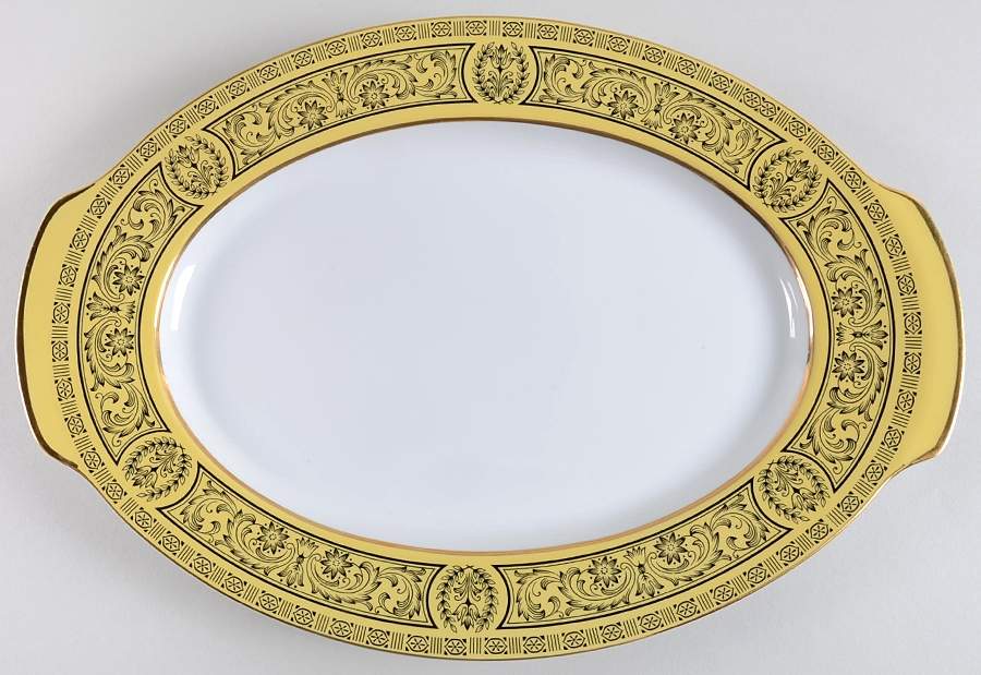Golden Damask 14" Oval Serving Platter by Sears-1